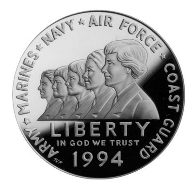 1994 Women in Military Service Silver Proof USA $1 (Capsule) - Click Image to Close